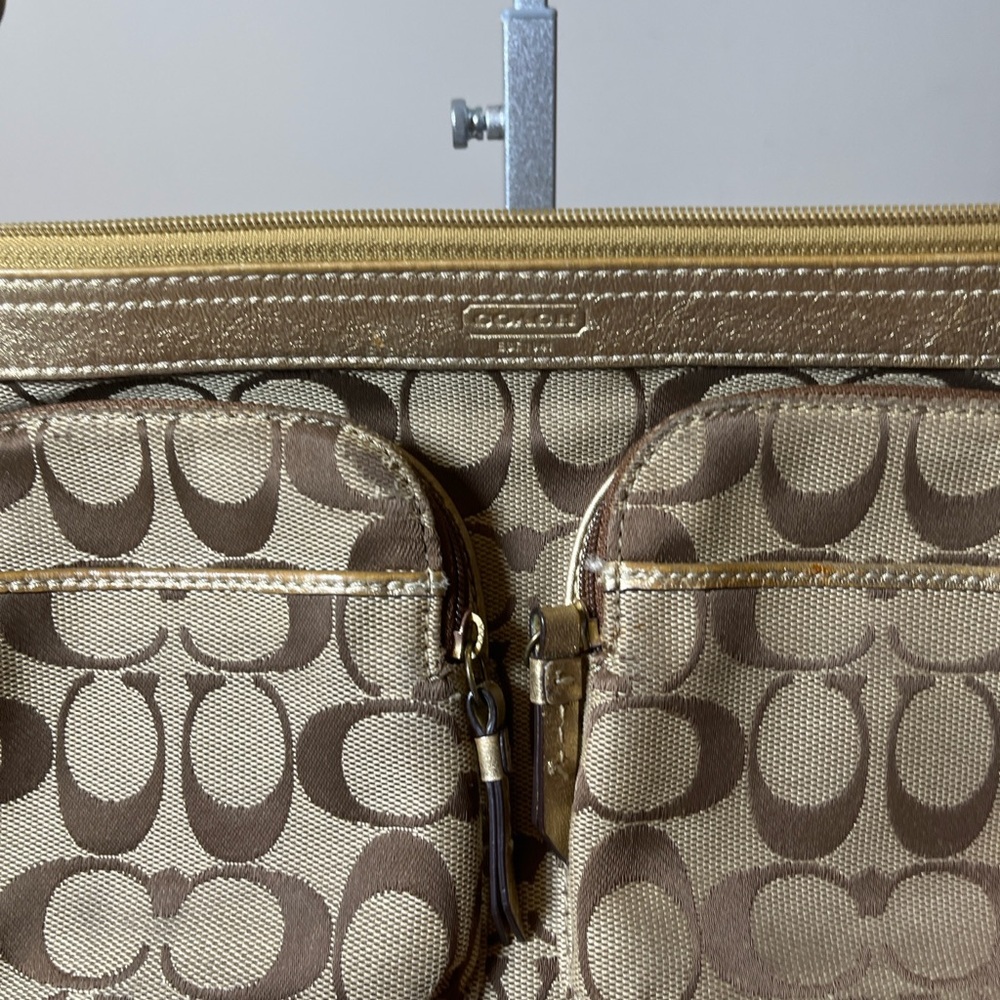 Coach Signature C Brown, Tan, and Gold Belt Bag/Shoulder Bag - Picture 3 of 11